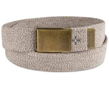 Sun + Stone Mens Webbing Stretch Fabric Beige Belt Size L