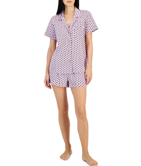 I.N.C. Women 2-Pc Stretch Satin Notch Collar Pajamas Set Purple Size XL MSRP $55