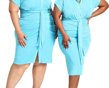 Nina Parker Womens Plus Collar Shirtdress Turquoise Blue Size 3X