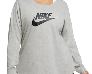 Nike Womens Plus Size Cotton Graphic Top Gray Size 1X