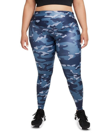 Nike One Plus Size Mid-Rise Camo-Print Leggings Blue Size 1X MSRP $70