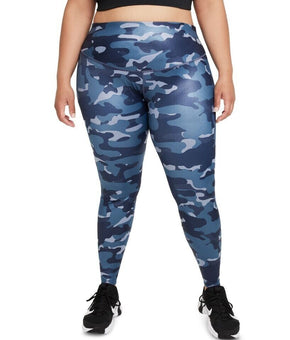 Nike Dri-fit One Plus Size Mid-Rise Camo-Print Leggings Blue Size 2X MSRP $70