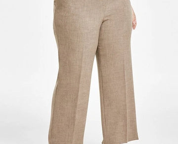 Kasper Plus Size 18W Extended-Tab Straight-Leg Pants Brown Gray MSRP $89
