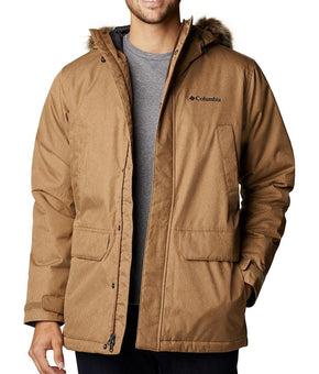 Columbia Mens Penns Creek Faux Fur Trim Heavy Parka Coat Brown Size M