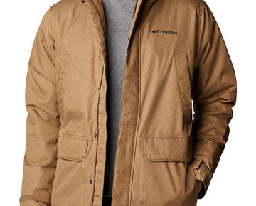 Columbia Mens Penns Creek Faux Fur Trim Heavy Parka Coat Brown Size M