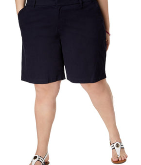 Tommy Hilfiger Womens Plus Mid-Rise Khaki, Chino Shorts Size 14W Navy Blue