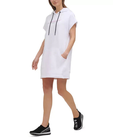 DKNY SPORT Women's Ombré Logo Hooded Sneaker Dress White Size M MSRP $80