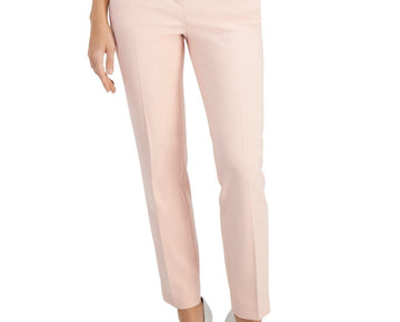 Anne Klein Women's Straight-Leg Mid-Rise Ankle Pants Light Pink Size 2 MSRP $89