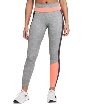 Nike Womens One Colorblocked Leggings Neon orange gray Size S MSRP $60