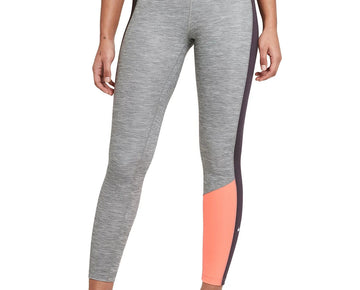 Nike Womens One Colorblocked Leggings Neon orange gray Size S MSRP $60