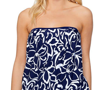Island Escape Women's Coral Gables Tankini Top Swimsuit Blue Size 8