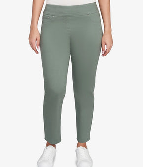Ruby Rd. Petite Size 4P Soft Denim Cotton Blend Mid rise Pants Olive Green $60