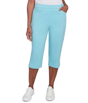Alfred Dunner Classics Flat Front Allure Clamdigger Pants Blue Petite Size 8P