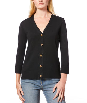 Melissa Paige Women's V-Neck Button-Front Cardigan Black Size XL
