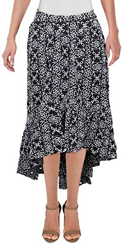 INC Womens Black Printed Above The Knee Hi-Lo Skirt XL