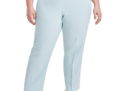 Kasper Plus Size Mid Rise Straight-Leg Fly-Front Pants BLUE Size 22W MSRP $89