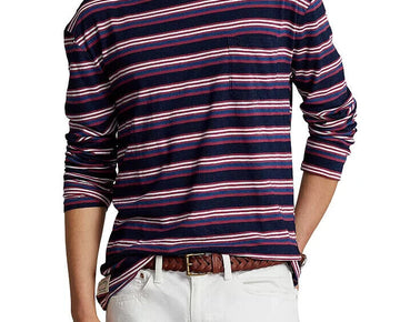 Polo Ralph Lauren Classic Fit Long Sleeve Jersey Pocket Tee Blue Size XL $110