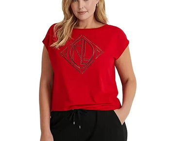 Lauren Ralph Lauren Plus-Size Sequined Art Deco Co Lipstick Red 1X MSRP $90