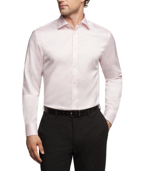 Calvin Klein Refined Cotton Stretch Regular Fit Dress Shirt Pink Size 17x32/33