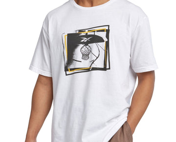 Reebok Mens Regular fit Short Sleeve Basketball Graphic T-Shirt Shirt XL White