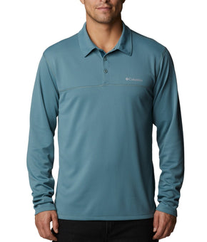Columbia Men's Narrows Pointe Long-Sleeve Polo Shirt Blue Green Size S MSRP $65