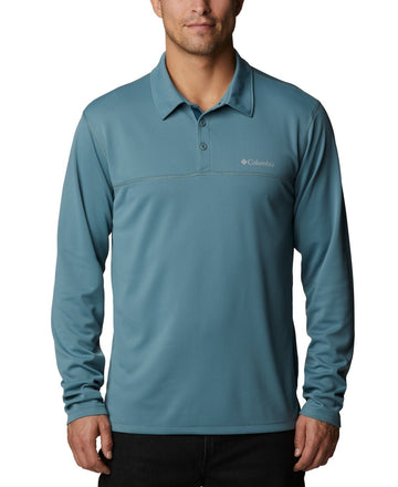 Columbia Men's Narrows Pointe Long-Sleeve Polo Shirt Blue Green Size S MSRP $65