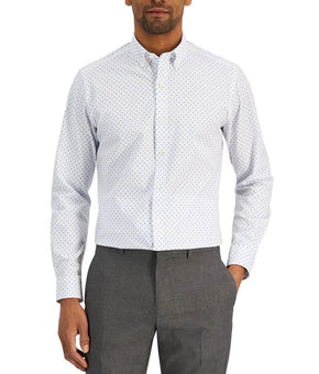 Club Room Men Slim Fit 4-Way Stretch Ditsy Floral Size M 15/15.5 White MSRP $60