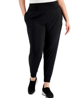 Ideology Pants Women Plus Size 1X Black Off-Duty Joggers Comfort Athleisure