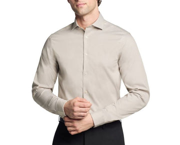 Calvin Klein Steel Slim Fit Modern Pin Cord Dress Shirt Taupe Size 15.5 x 34/35