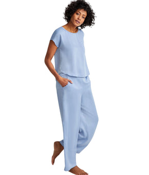 State Of Day Womens 2-Pc. Silk Touch Short Sleeve Pajama Set Blue Size 2XL $80
