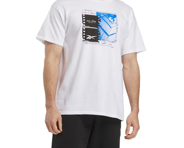 Reebok Mens Regular fit Short Sleeve Graphic T-Shirt Shirt Size L White Solid