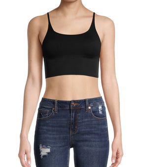 Free People Juniors' Andi Square Neck Seamless Top Black Size M/L