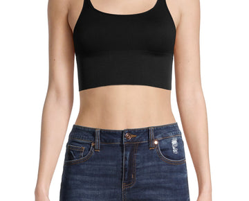 Free People Juniors' Andi Square Neck Seamless Top Black Size M/L