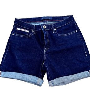 Tommy Hilfiger Dark Blue Greenwich denim Shorts rolled cuffed hem Size 4