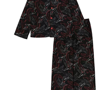 AME Big Boys Shang-Chi Coat Pajamas, 2 Piece Set Black Red Size 8