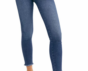 FREE PEOPLE High Waist Raw Hem Ankle Leggings Navy Skinny Jeans 26 SALE MSRP $78