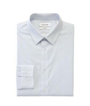Calvin Klein Men Steel White Slim Fit Stretch Dress Shirt Size 16x32/33 MSRP $85