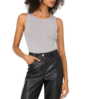 1.STATE Women's Sleeveless Ribbed Tank Top Silver Size XS MSRP $79