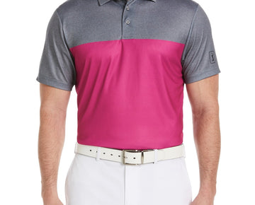 Pga Tour Men Athletic fit Short Sleeve Golf Polo Shirt Large Pink
