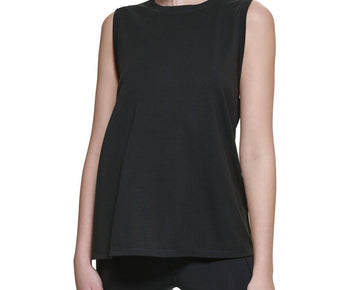CALVIN KLEIN PERFORMANCE Women's Dropped-Armhole Tank Top Black Size L MSRP $45