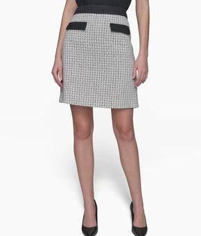KARL LAGERFELD PARIS Women's Tweed A-Line Mini Skirt Black Size 4 MSRP $99