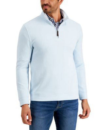 Club Room Men's Birdseye Quarter-Zip Pullover Blue Size M MSRP $60