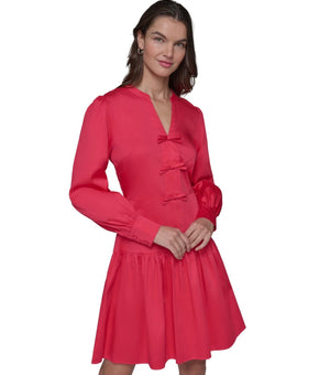 KARL LAGERFELD PARIS Women's Sateen Bow-Front Dress Red Size 4 MSRP $148