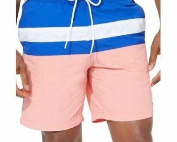 Nautica Men's Colorblocked 8" Swim Trunks Coral pink Size S MSRP $60