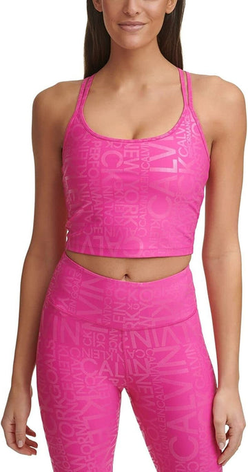 Calvin Klein Women's Printed Strappy-Back Tank Top Pink Size M MSRP $50