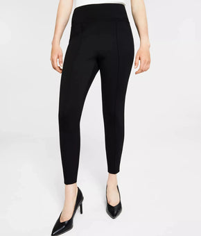 Bar III Petite Women's High-Rise Pont?-Knit Leggings Black Size PM