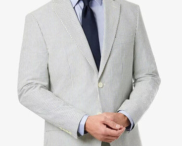 Lauren Ralph Lauren UltraFlex Blue Seersucker Cotton Sport Coat Size 38R $360