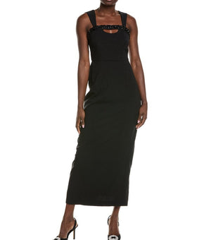 Taylor womens Stretch Crepe Maxi Dress, Size 12, Black MSRP $138