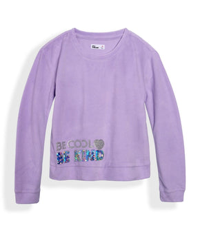Epic Threads Big Girls Long Sleeve Text Vel Lavender Purple Size L
