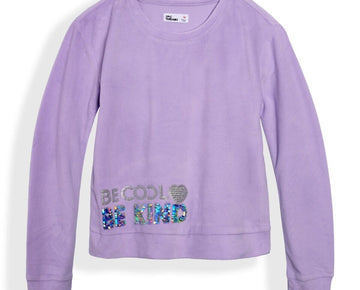 Epic Threads Big Girls Long Sleeve Text Vel Lavender Purple Size L